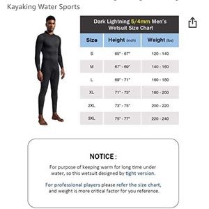 Dark Lightning Men’s Wetsuit  NEW - Size Large